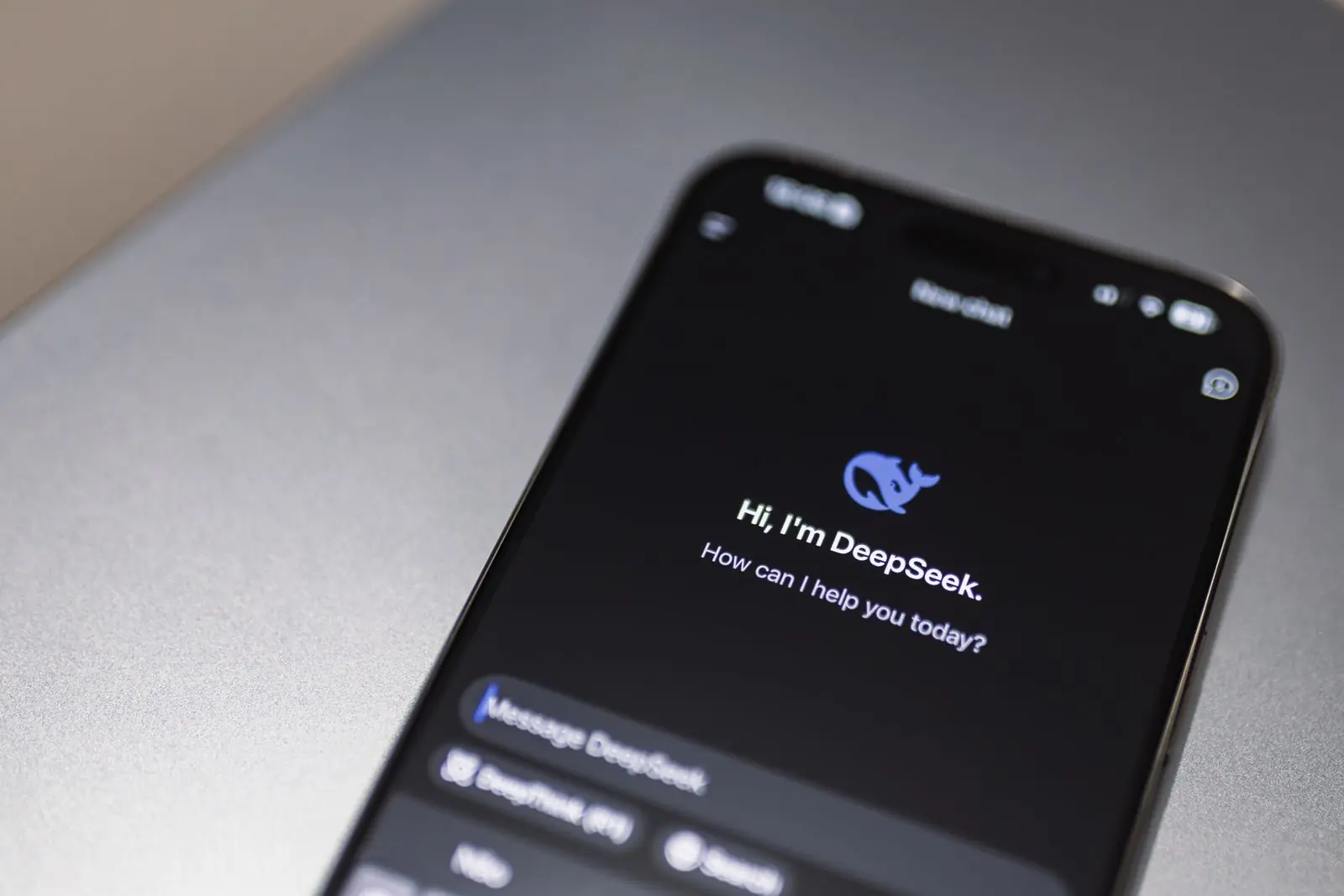 Smartphone displaying an AI chat assistant interface