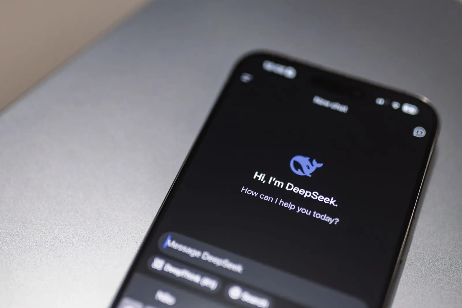 Smartphone displaying an AI chat assistant interface